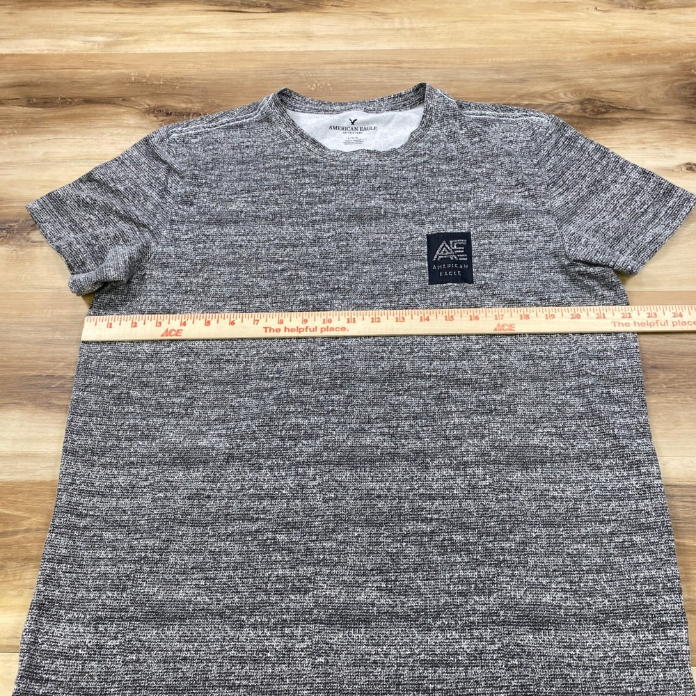 American Eagle T-Shirt Mens Large Minimalist Cotton Blend Space Dye Grey Casual - Picture 7 of 9